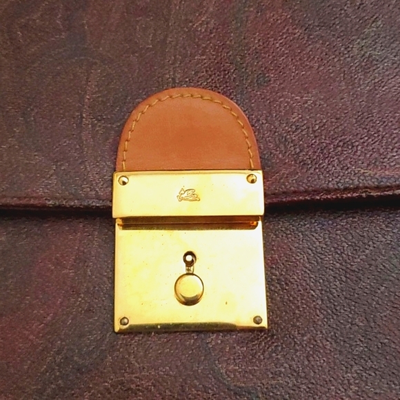 Etro Milano Paisley Bordeaux Briefcase with Lock and Key - Picture 4 of 14
